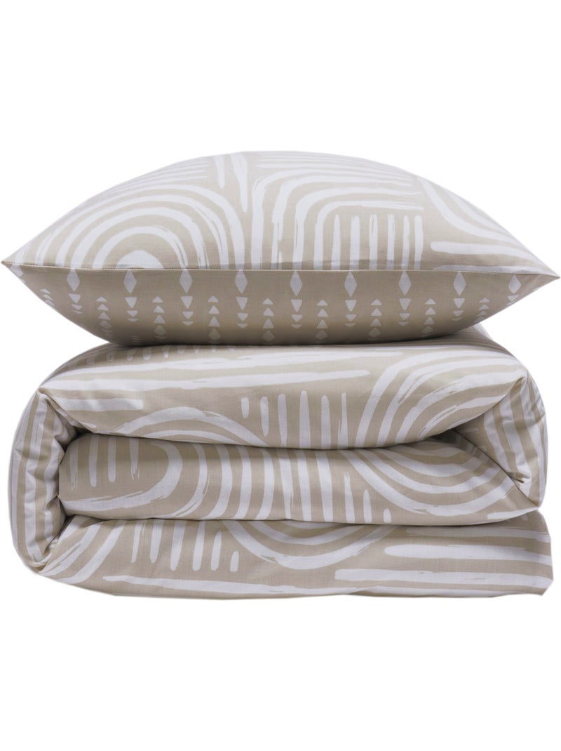 Juego de cama individual de algodón estampado beige 140 x 200 cm Latte - Kiabi