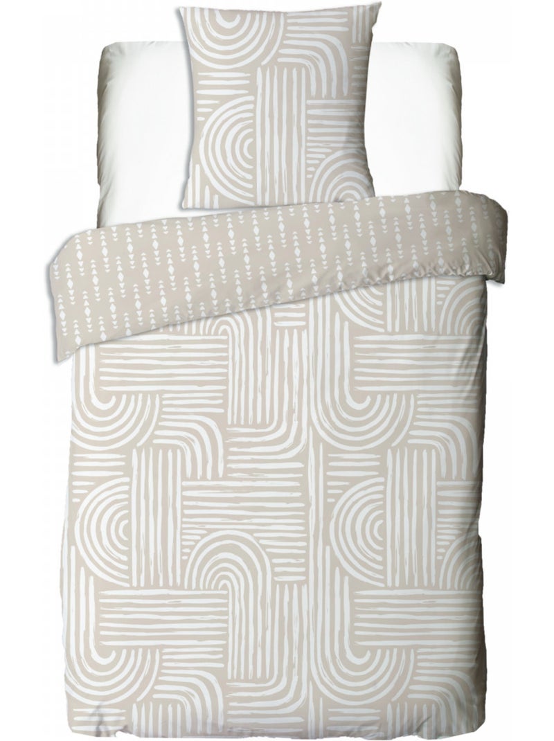 Juego de cama individual de algodón estampado beige 140 x 200 cm Latte - Kiabi