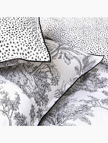 Juego de cama individual de algodón estampado blanco 140 x 200 cm