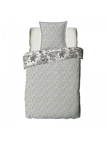 Juego de cama individual de algodón estampado blanco 140 x 200 cm