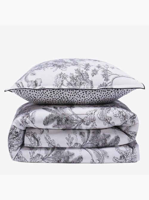 Juego de cama individual de algodón estampado blanco 140 x 200 cm - Kiabi