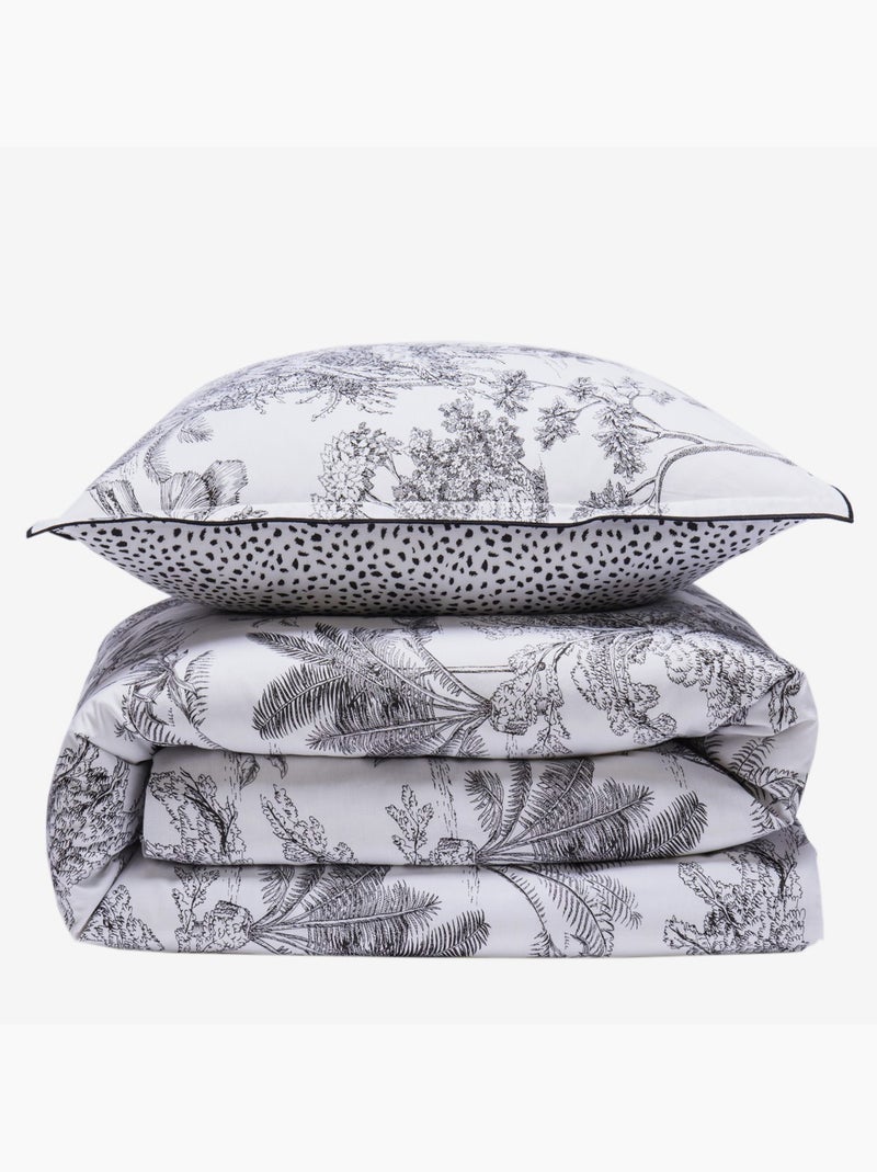 Juego de cama individual de algodón estampado blanco 140 x 200 cm Blanco - Kiabi
