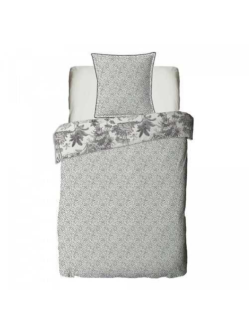 Juego de cama individual de algodón estampado blanco 140 x 200 cm - Kiabi