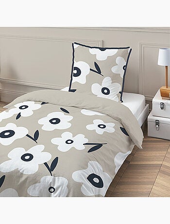 Juego de cama individual de algodón estampado con flores