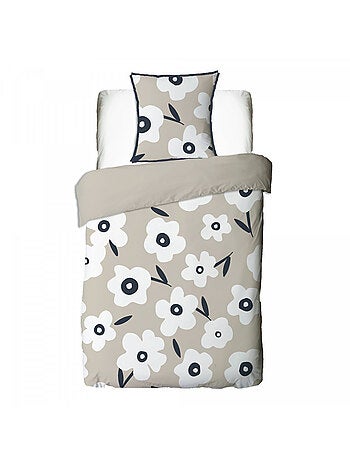 Juego de cama individual de algodón estampado con flores