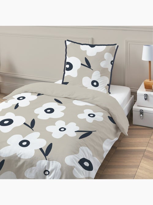 Juego de cama individual de algodón estampado con flores - Kiabi