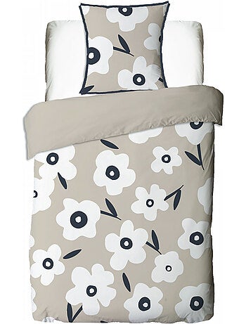 Juego de cama individual de algodón estampado con flores