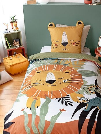 Juego de cama individual estampado 'león'