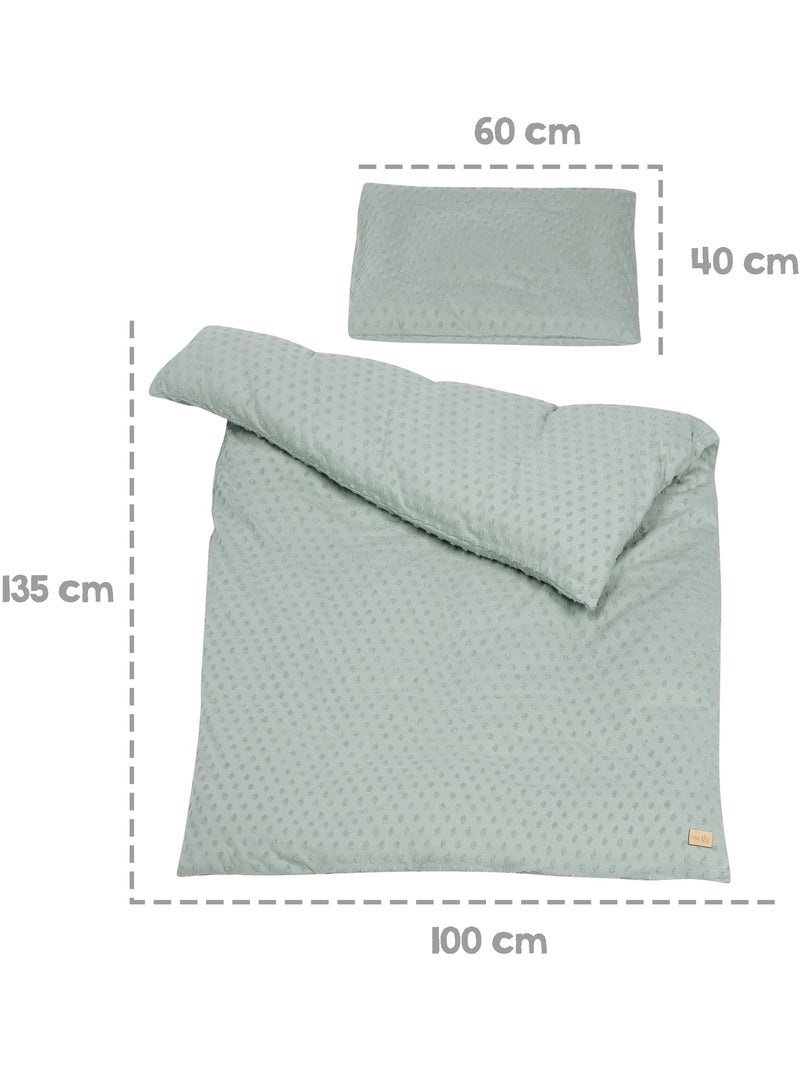 Juego de cama infantil - funda nórdica + funda de almohada en algodón orgánico 'Roba lil planet' Verde agua - Kiabi