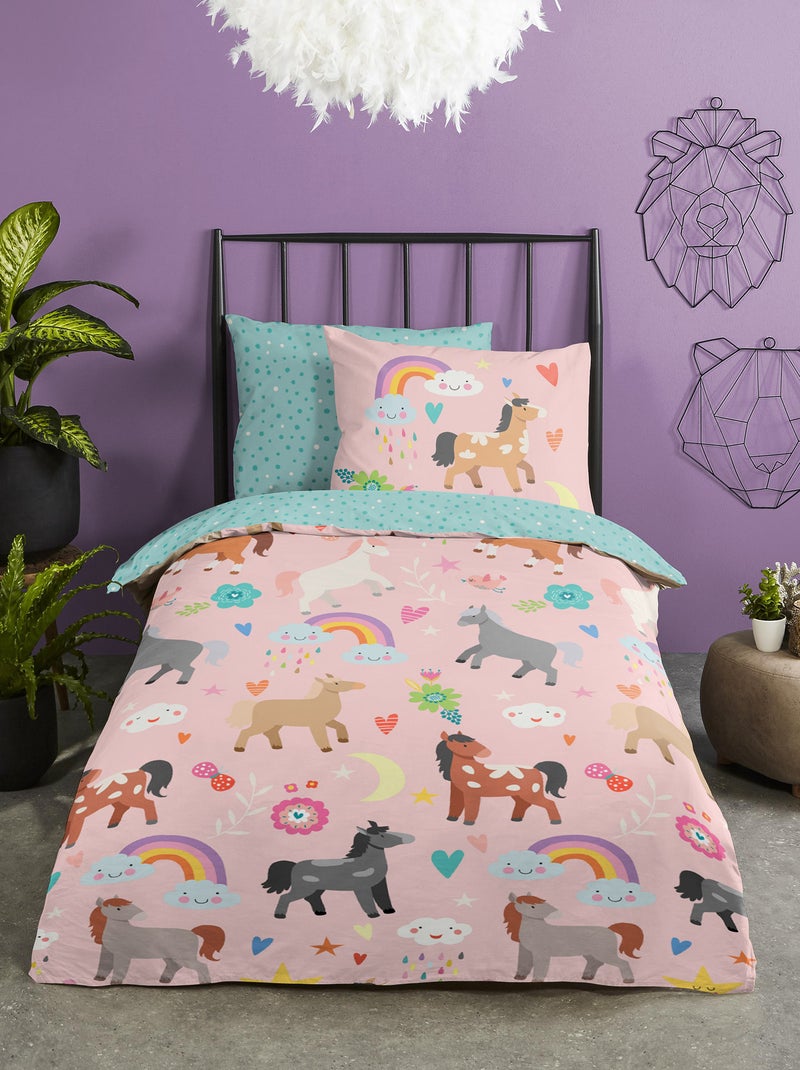 Juego de cama infantil 'arcoíris' rosa - Kiabi