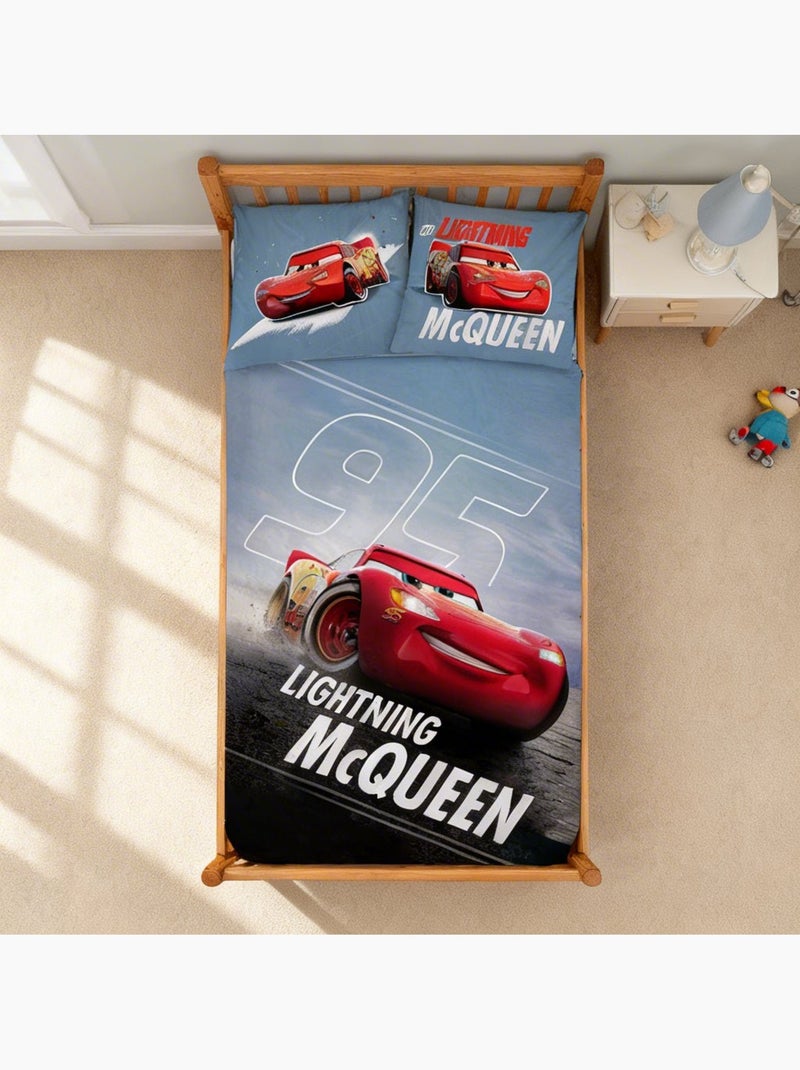 Juego de cama infantil Cars con Lightning McQueen fosforescente reversible – 100% algodón Azul gris - Kiabi