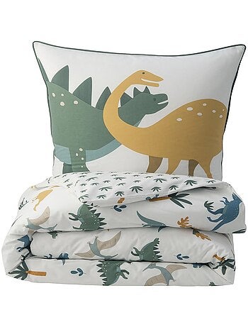 Juego de cama infantil de algodón con estampado de dinosaurios