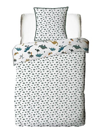 Juego de cama infantil de algodón con estampado de dinosaurios