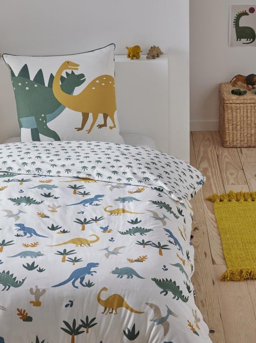 Juego de cama infantil de algodón con estampado de dinosaurios - Kiabi Juego de cama infantil de algodón con estampado de dinosaurios - Kiabi