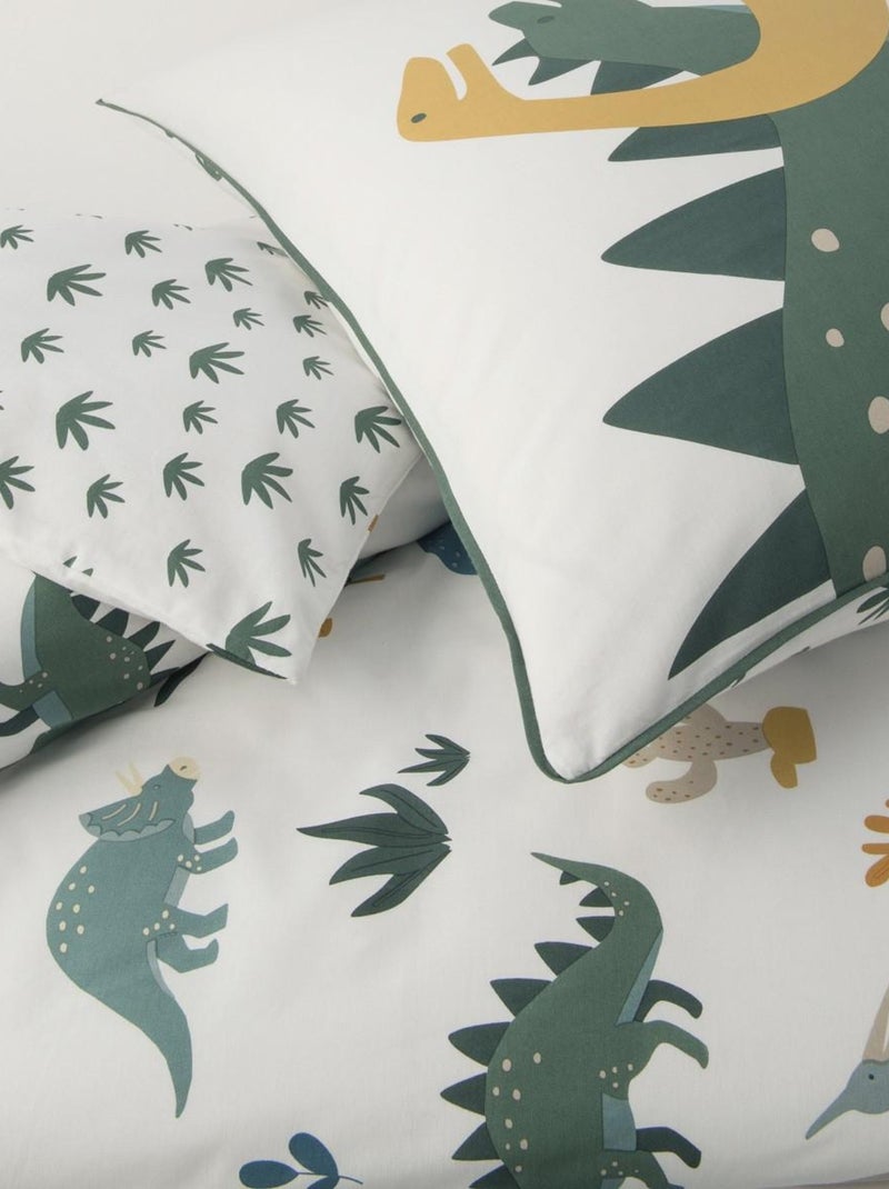 Juego de cama infantil de algodón con estampado de dinosaurios Blanco - Kiabi