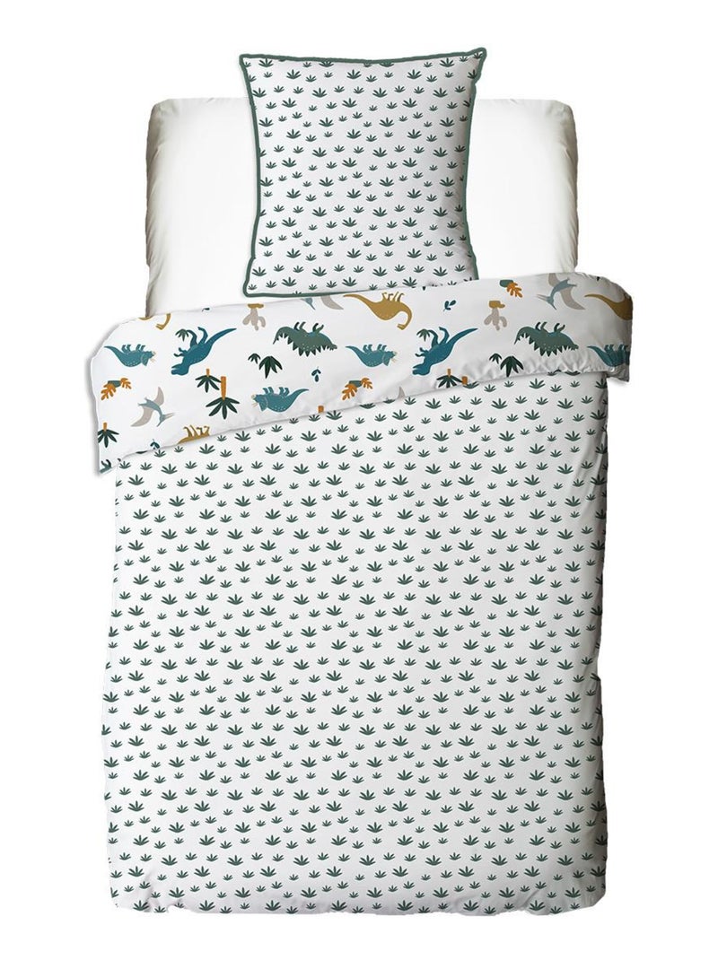 Juego de cama infantil de algodón con estampado de dinosaurios Blanco - Kiabi