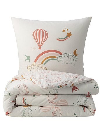 Juego de cama infantil de algodón estampado con arcoíris