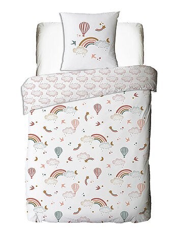 Juego de cama infantil de algodón estampado con arcoíris