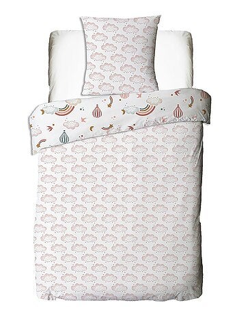 Juego de cama infantil de algodón estampado con arcoíris
