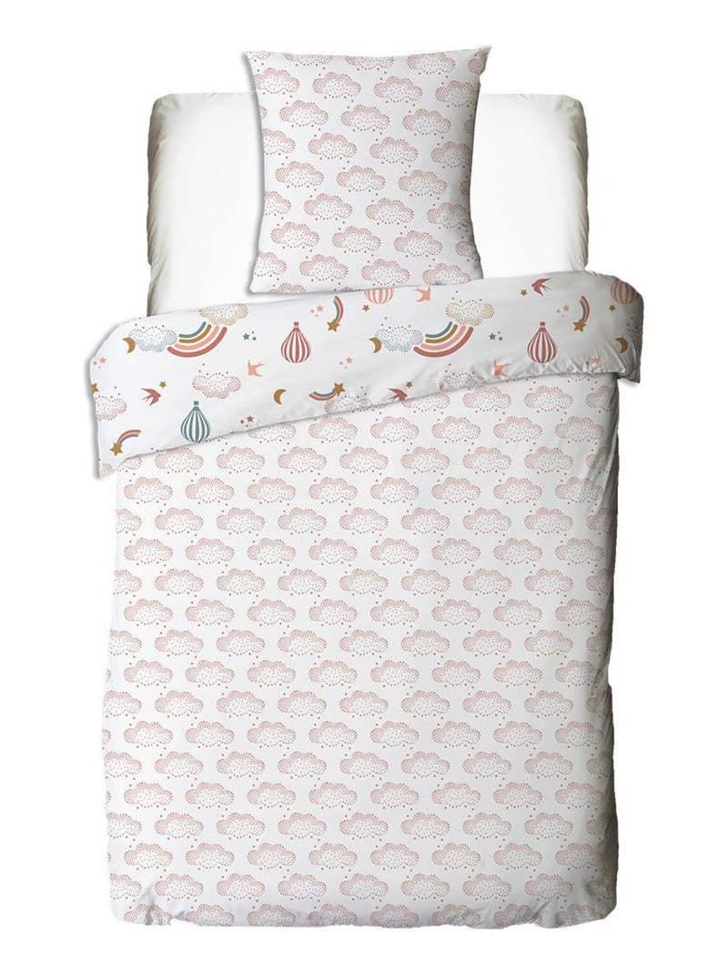 Juego de cama infantil de algodón estampado con arcoíris Blanco - Kiabi