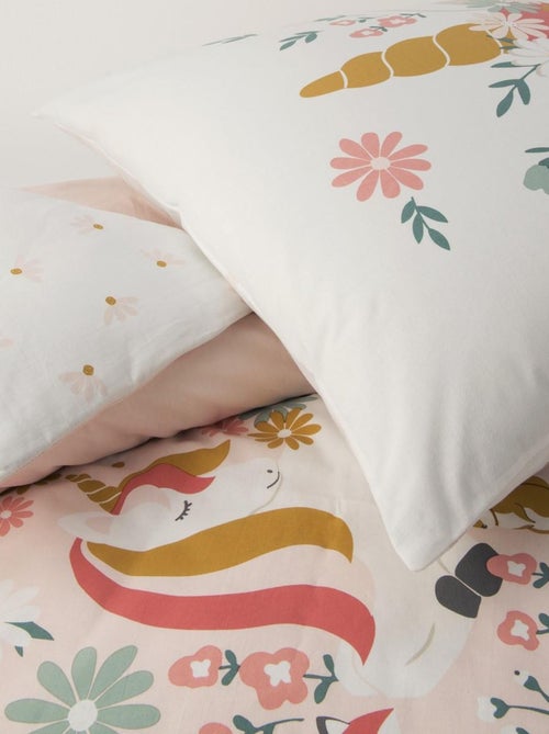 Juego de cama infantil de algodón estampado con unicornios rosas - Kiabi Juego de cama infantil de algodón estampado con unicornios rosas - Kiabi