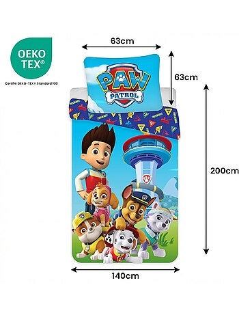 Juego de cama infantil de la Patrulla Canina con Chase, Skye, Marshall y Rubble reversible