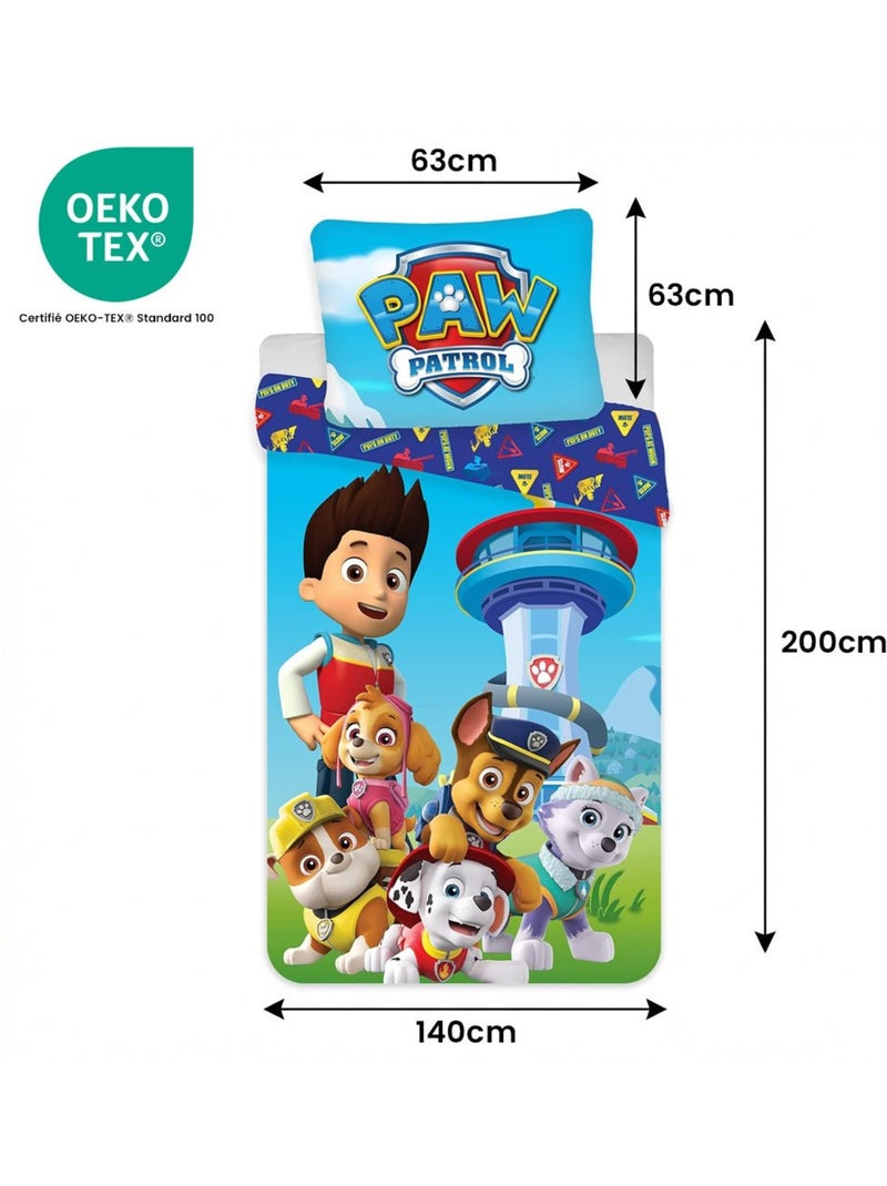 Juego de cama infantil de la Patrulla Canina con Chase, Skye, Marshall y Rubble reversible Azul - Kiabi