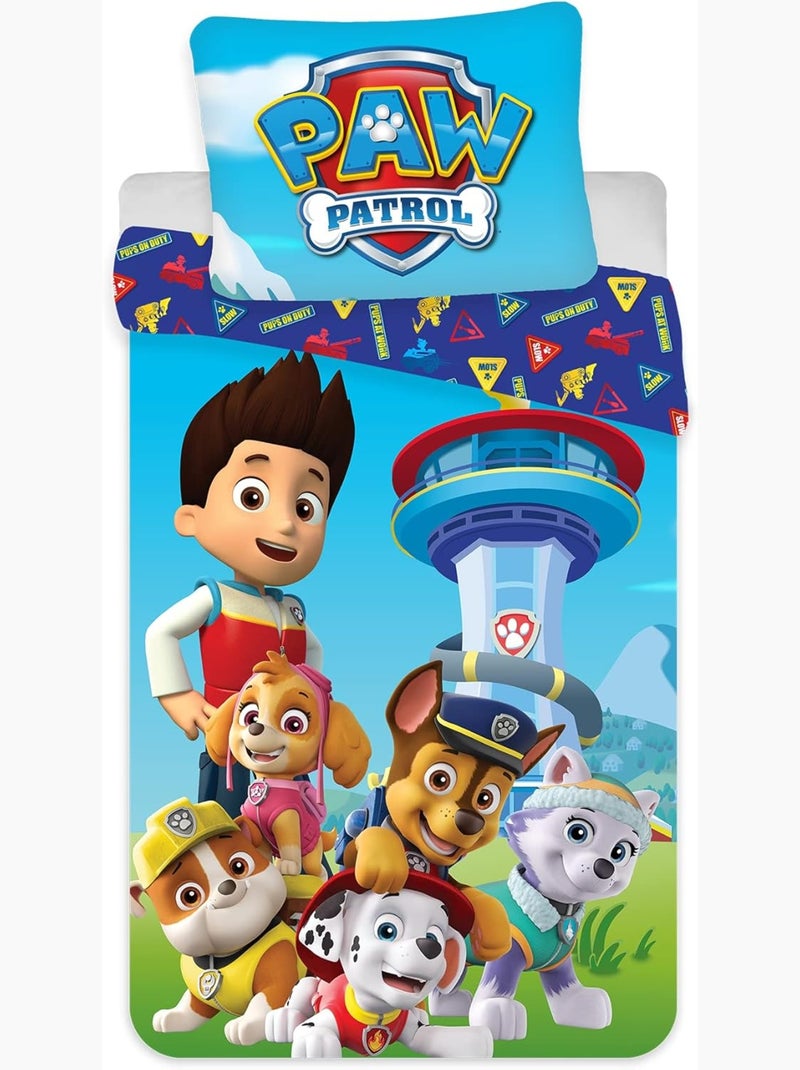 Juego de cama infantil de la Patrulla Canina con Chase, Skye, Marshall y Rubble reversible Azul - Kiabi