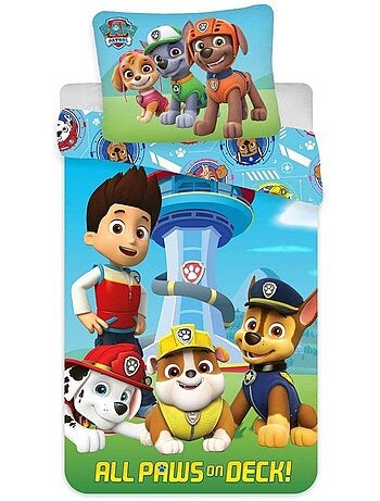 Juego de cama infantil de la Patrulla Canina con Ryder, Chase, Marshall y Rubble – 100% algodón