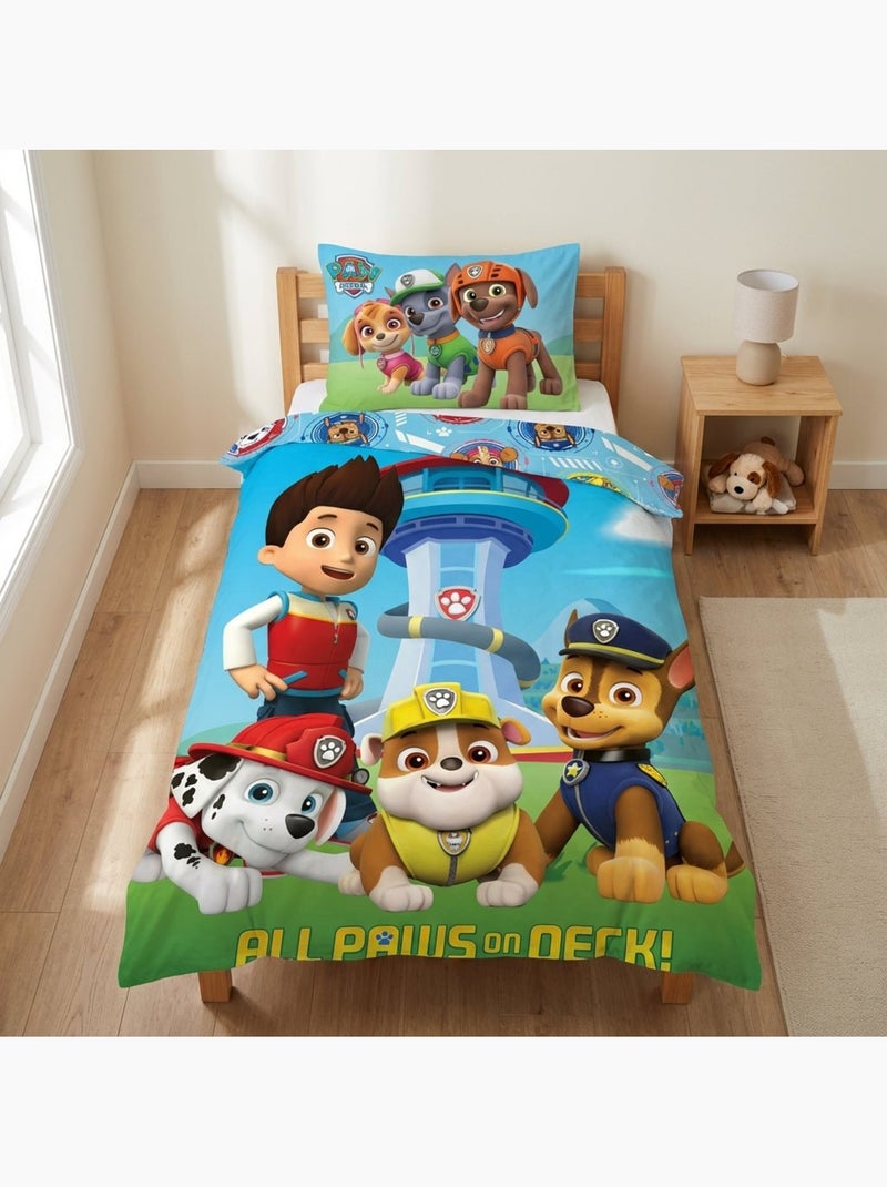 Juego de cama infantil de la Patrulla Canina con Ryder, Chase, Marshall y Rubble – 100% algodón Azul - Kiabi