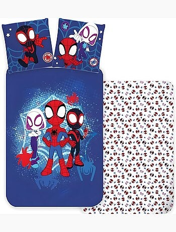 Juego de cama infantil de Spider-Man con Ghost-Spider y Miles Morales – 100% algodón