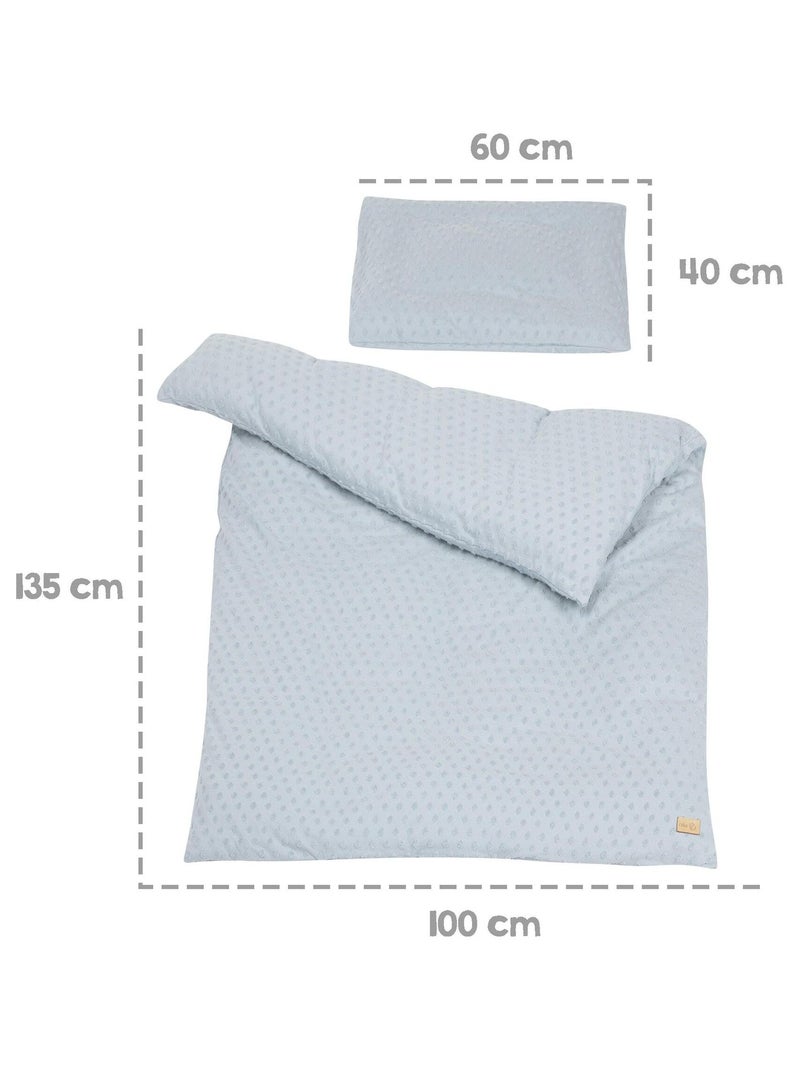 Juego de cama infantil en algodón orgánico - funda nórdica + funda + sábana + protector de cuna Azul claro - Kiabi