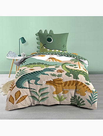 Juego de cama infantil kidino 140 x 200 cm – algodón 42 hilos – dinosaurios
