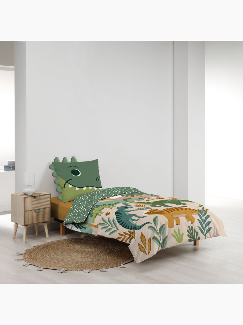 Juego de cama infantil kidino 140 x 200 cm – algodón 42 hilos – dinosaurios Verde - Kiabi