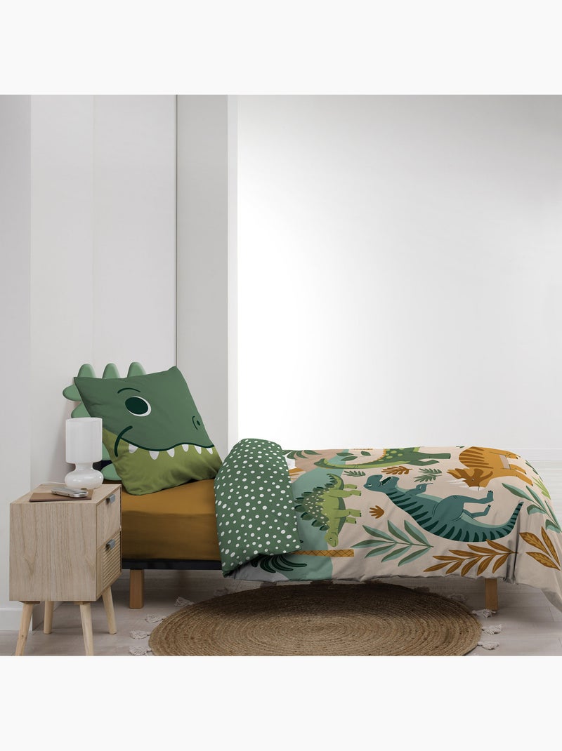 Juego de cama infantil kidino 140 x 200 cm – algodón 42 hilos – dinosaurios Verde - Kiabi