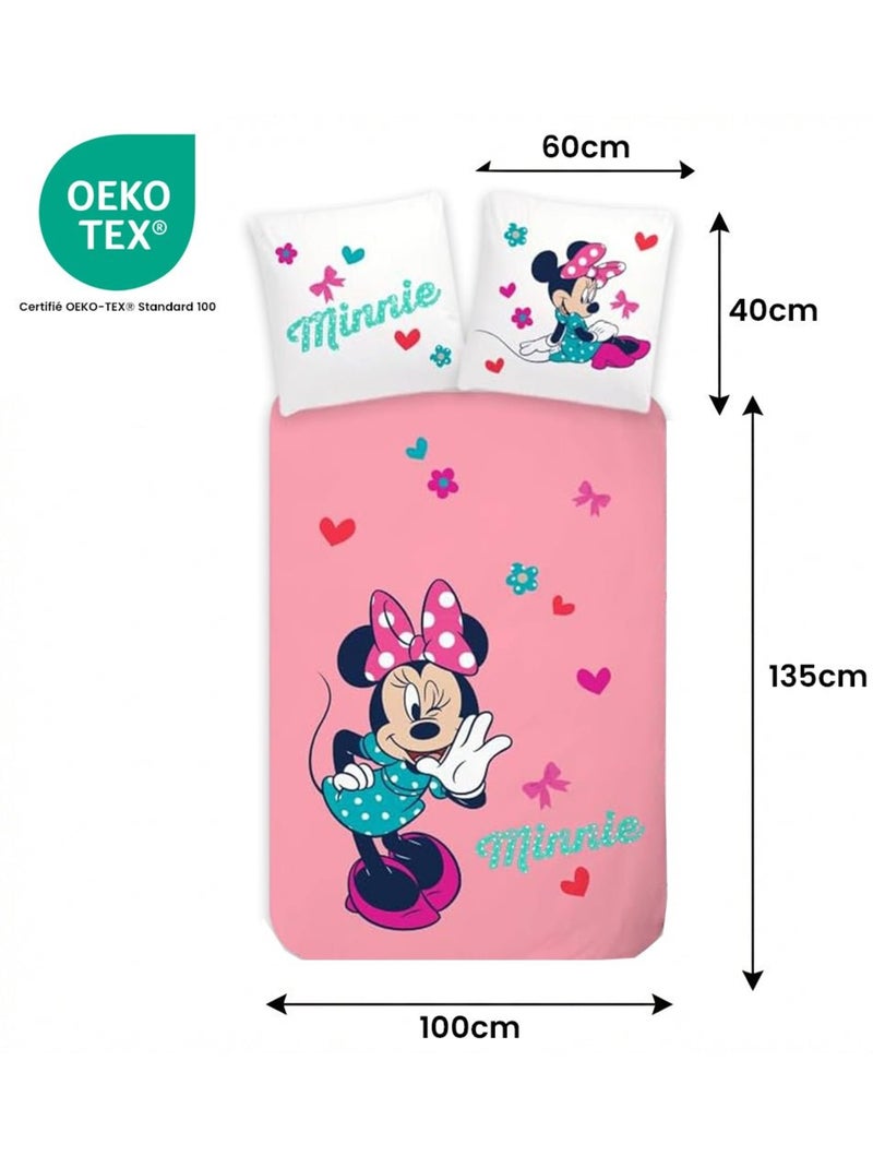 Juego de cama infantil Minnie con corazones reversible – 100% algodón Rosa - Kiabi