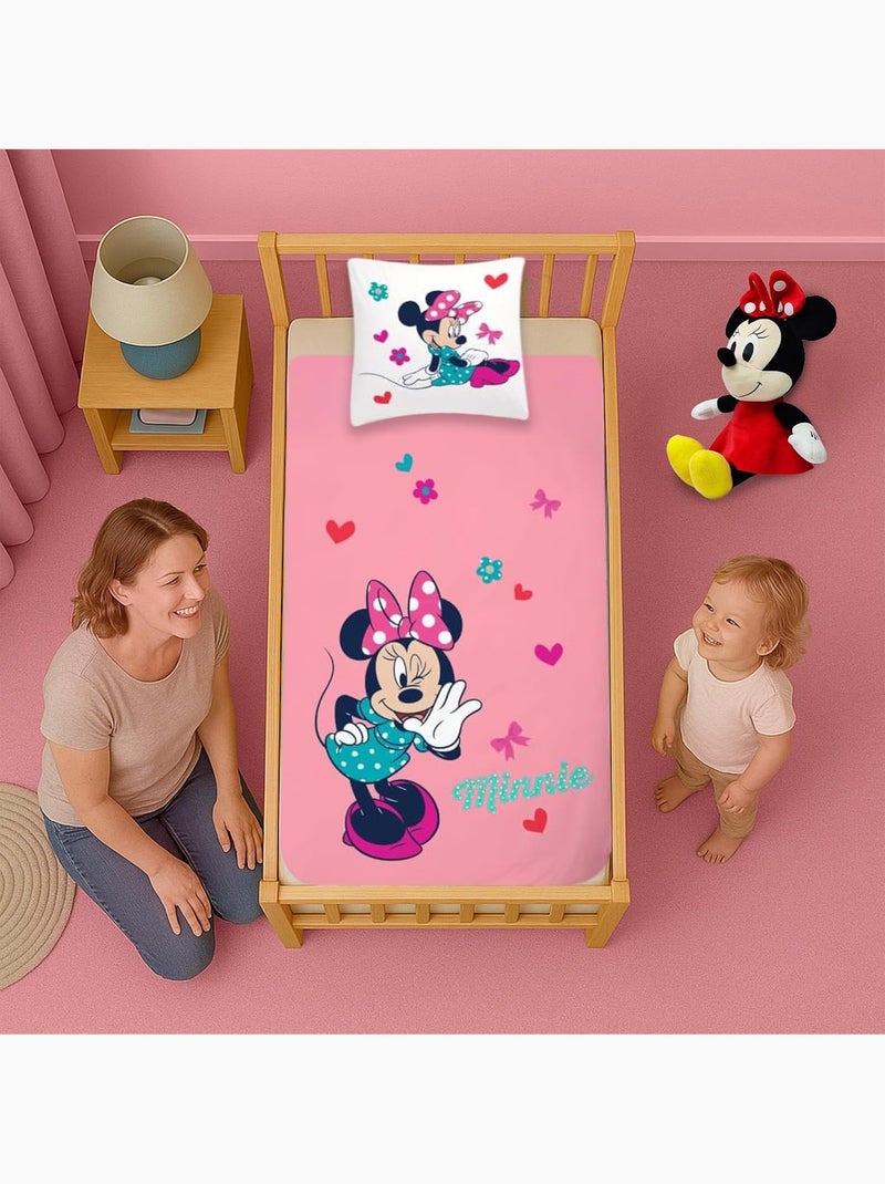 Juego de cama infantil Minnie con corazones reversible – 100% algodón Rosa - Kiabi