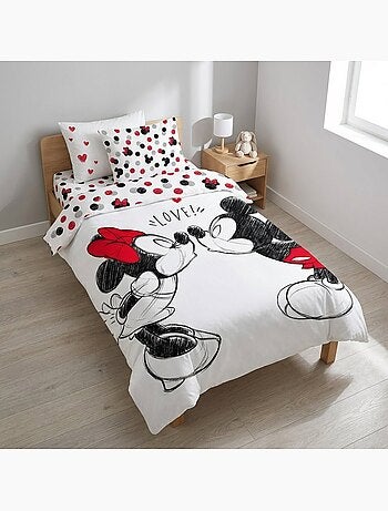 Juego de cama infantil Minnie con Mickey reversible – 100% algodón