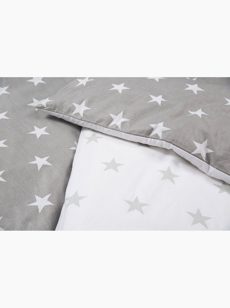 Juego de cama infantil reversible - funda nórdica + funda de almohada en algodón Roba little stars Gris blanco - Kiabi