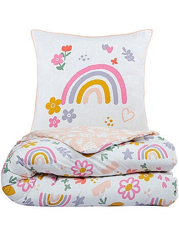 Juego de cama infantil reversible arcoíris