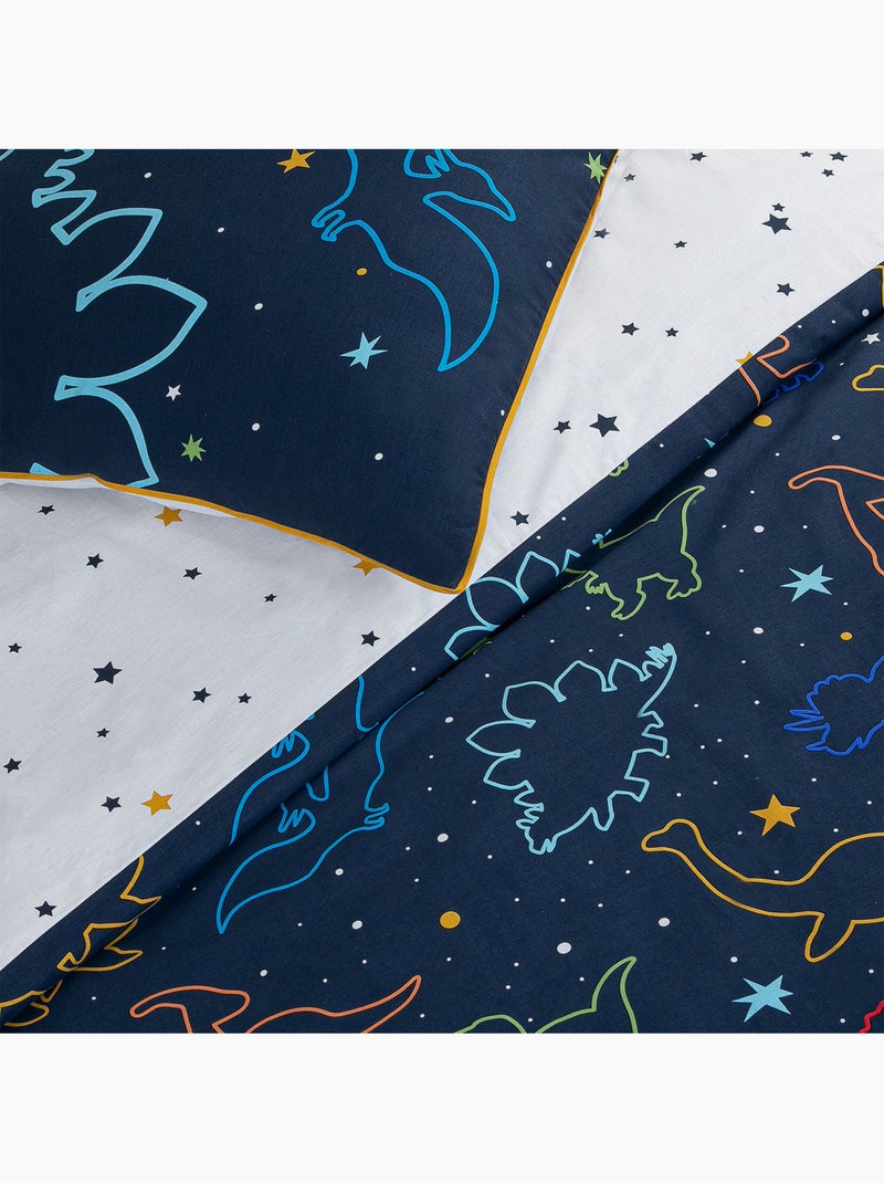 Juego de cama infantil reversible con dinosaurios Azul Blanco - Kiabi