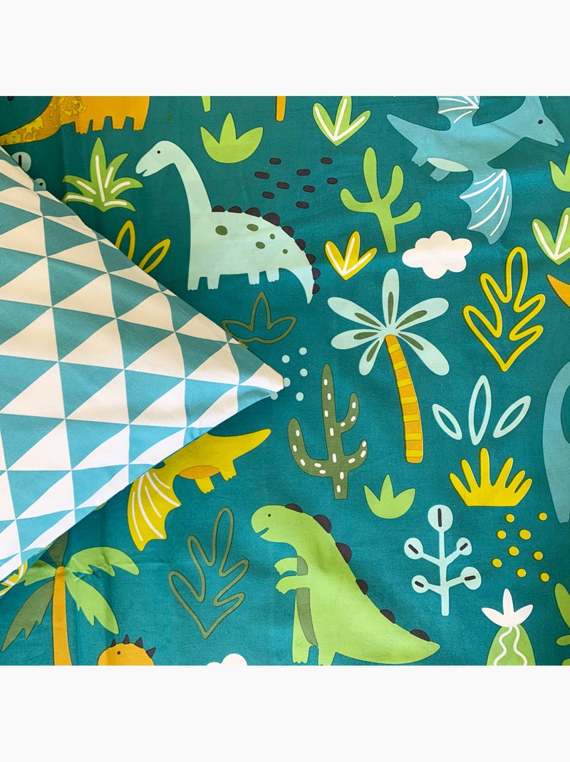 Juego de cama infantil reversible con estampado de dinosaurios Verde - Kiabi