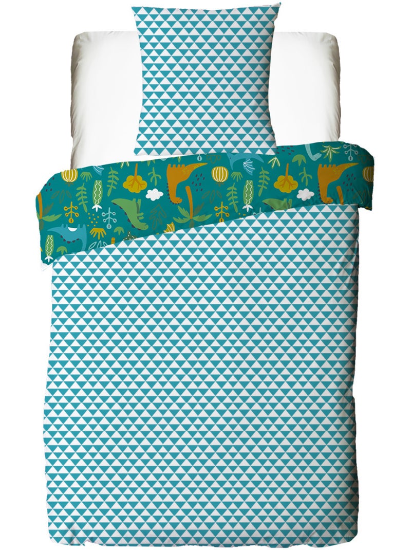 Juego de cama infantil reversible con estampado de dinosaurios Verde - Kiabi
