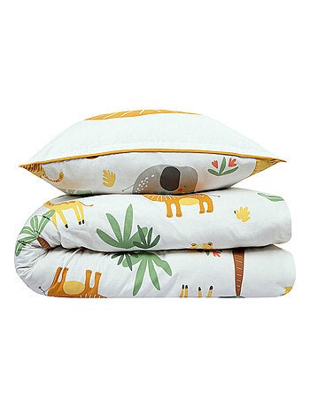 Juego de cama infantil reversible con motivo de leones de la selva
