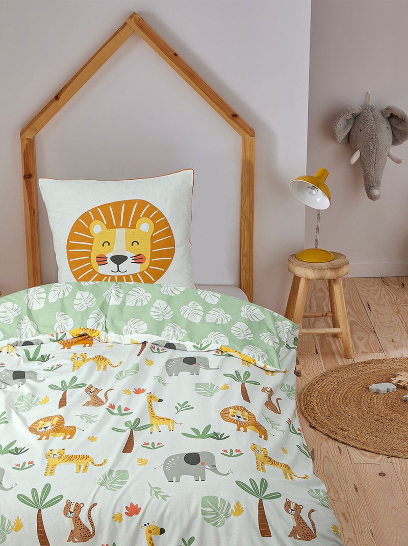 Juego de cama infantil reversible con motivo de leones de la selva Blanco - Kiabi