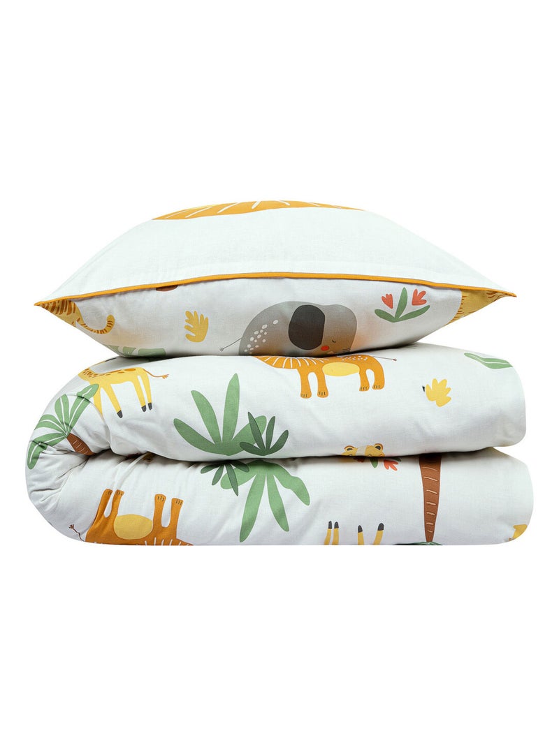 Juego de cama infantil reversible con motivo de leones de la selva Blanco - Kiabi