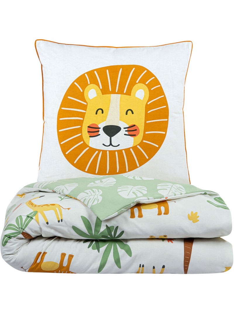 Juego de cama infantil reversible con motivo de leones de la selva Blanco - Kiabi