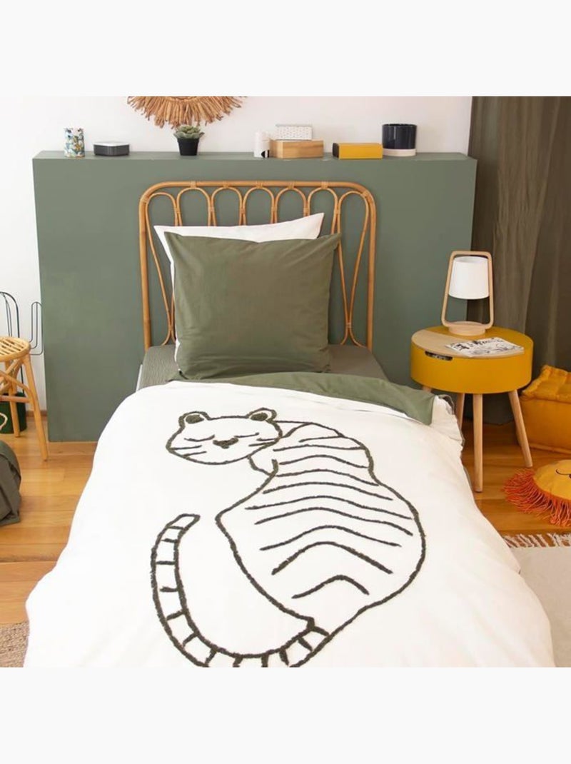 Juego de cama infantil reversible con tigre en relieve Blanco - Kiabi