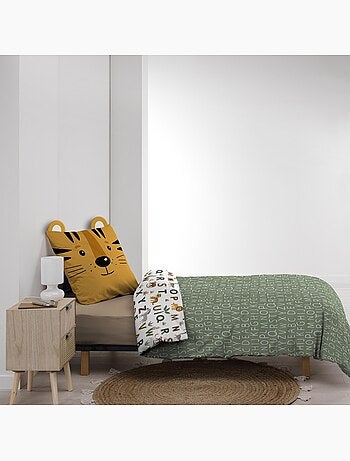 Juego de cama infantil reversible de algodón con diseño de alfabeto y animales