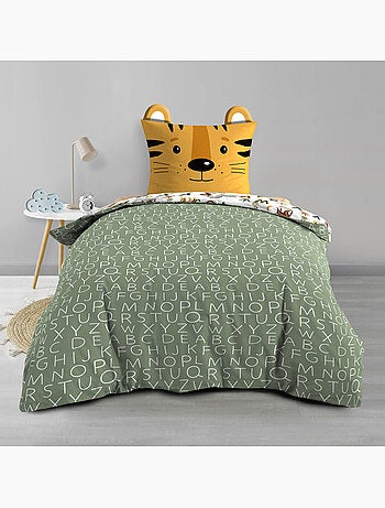 Juego de cama infantil reversible de algodón con diseño de alfabeto y animales